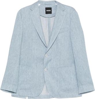 HUGO BOSS C-Hanry-262 Tweeknoops Blazer - Heren - Blazers - Blauw - XL - Linnen - Jassen