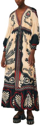 Farm Rio Passion Scarf Black Maxi Dress