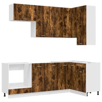 vidaXL Unidad De Cocina Lyon 8 Uds. Roble Ahumado Madera De Ingenier&iacute;a Vidaxl