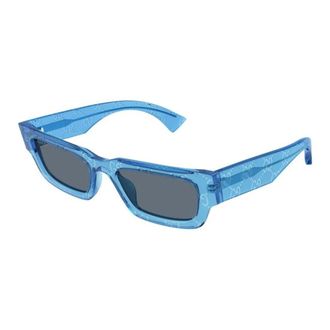 Gucci Rechthoekige Zonnebril - Heren - Zonnebrillen - Blauw - 52 MM - Nylon - Accessoires