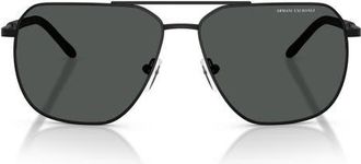 A|X Armani Exchange 59mm Pilot Sunglasses in Matte Black /Dark Grey at Nordstrom