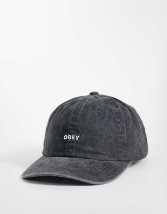 Obey cappellino strapback a 6 pannelli con logo pigmentato nero slavato