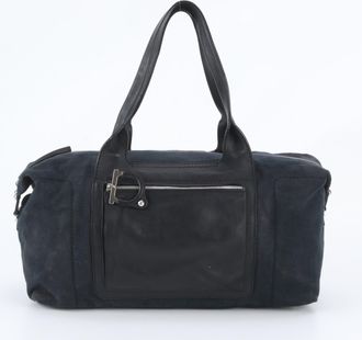 Ferragamo Black Leather Canvas Boston Bag Tote Bag (Pre-Owned)