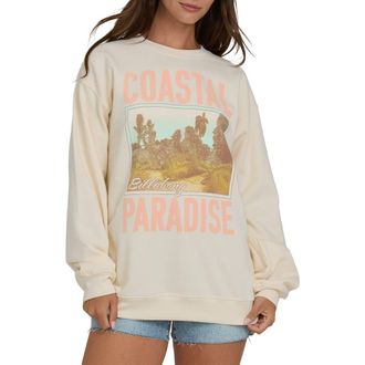 Billabong Coastal Paradise Fleece Graphic Sweatshirt in White Cap at Nordstrom, Size X-Small