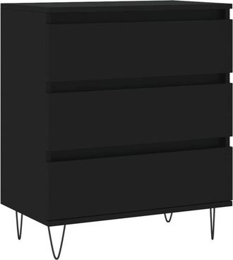 vidaXL Aparador de madera contrachapada negro 60x35x70 cm Vidaxl
