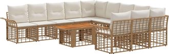 vidaXL Conjunto De Sof&aacute;s De Jard&iacute;n 12 Uds. Natural Y Crema Vidaxl