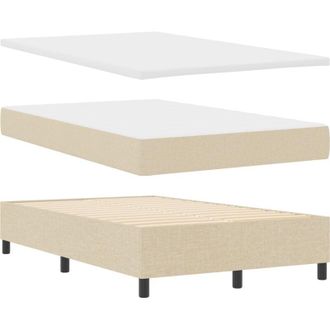 vidaXL Box Spring Bed with Mattress Cream 120 x 200 cm Fabric vidaXL