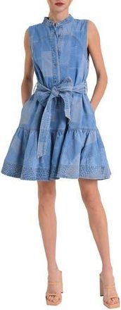 Ciebon Elly Patchwork Denim Mini Shirtdress in Denim Blue at Nordstrom Rack, Size Small