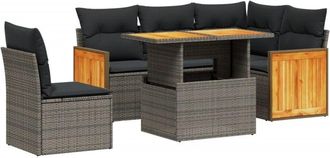 vidaXL Juego De Sof&aacute;s Jard&iacute;n Con Cojines 6 Pzas Rat&aacute;n Sint&eacute;tico Beige Vidaxl