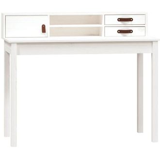 vidaXL Scrivania Bianca 110x50x93 cm in Legno Massello di Pino vidaXL