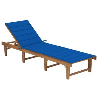 vidaXL Tumbona Plegable Con Coj&iacute;n Madera Maciza De Acacia Vidaxl