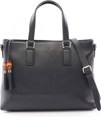 Gucci Black Leather Handbag Tote Bag (Pre-Owned)