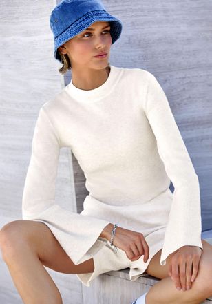 Copenhagen Langarmshirt COPENHAGEN STUDIOS, Damen, Gr. 32/34, creme, Rippstrick, Obermaterial: 50% Viskose, 28% Polyester, 22% Nylon, unifarben, ohne Ausschnitt,