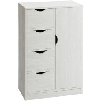 HOMCOM Homcom - Armario de Salón con 4 Cajones 1 Puerta y Estante Interior Mueble Auxiliar de Almacenaje Multiusos para Baño Dormitorio Comedor 54x29x83 cm