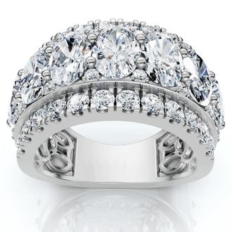 Pompeii3 4 1/5Ct Oval Diamond Vivant Wide Anniversary Ring 14k Gold Lab Grown