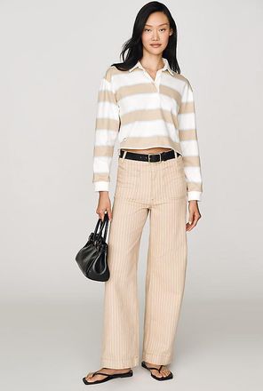 Maeve Colette Striped High-Rise Wide-Leg Full-Length Pants