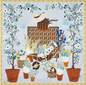 Fendi Silk scarf with Gardening print - FENDI - gender_Woman