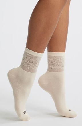 Hue Lace Cuff Crew Socks in Blush at Nordstrom