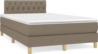 vidaXL Cama Box Spring Con Colch&oacute;n Y Led Tela Gris Taupe 120x190 Cm Vidaxl