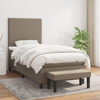 vidaXL Vidaxl - Cama Box Spring Con Colch&oacute;n Tela Gris Taupe 100x200 Cm