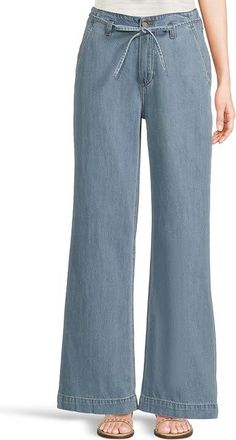 Paige Zoey 31in with Offset Beltloops Waist Tie in Tranquility Womens Jeans Tranquility : 28 31, Cotton/Lyocell/Tencel