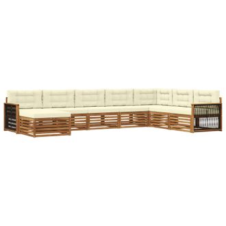 vidaXL Conjunto De Sof&aacute;s De Exterior Con Coj&iacute;n 8 Pcs Natural Y Crema Vidaxl