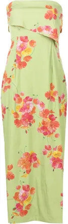 Isolda Poppy Dream floral-print strapless dress - women - Modal/Polyamide/Elastane - 42 - Green