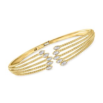 Ross-Simons Diamond Multi-Row Cuff Bracelet in 18kt Gold Over Sterling