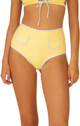 Montce Swim Polly Contrast Trim Bikini Bottoms in Sunshine at Nordstrom, Size X-Large