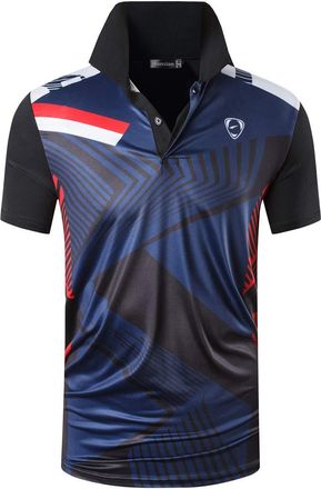 Jeansian Mens Short Sleeve Polo T-Shirts Wicking Breathable Running Training Sports Tee Tops LSL267 Black L