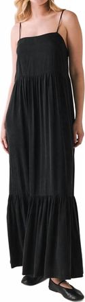 Chaser Berkeley Maxi Silky Twill Dress In True Black