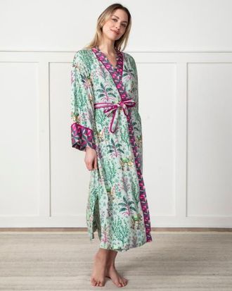 Printfresh Eco Satin Robe in Avocado at Nordstrom, Size Xx-Small