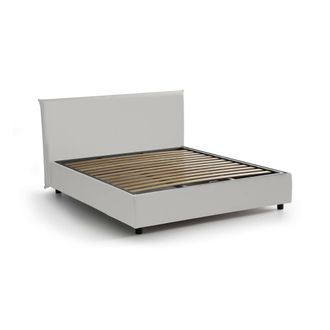 Talamo Italia Dmora - Cama Matrimonial Dak, Cama Contenedor Con Tapizado En Ecopiel, 100% Made In Italy, Apertura Frontal, Adecuado Para Colch&oacute;n Cm 140x200, Blanco