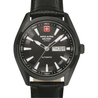 Swiss Alpine Military Automatisch Horloge 7090.2577 - Heren - Horloges - Zwart - ONE Size - Leer - Accessoires