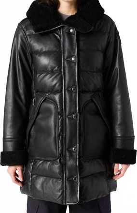 Parajumpers Demi Special Leather Coat In Black