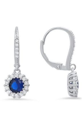 Queen Jewels Sterling Silver CZ Halo Drop Earrings in Blue at Nordstrom Rack