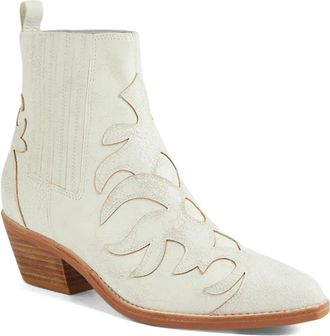 Django & Juliette Everado Low Western Boot in White Distressed Leather at Nordstrom, Size 37