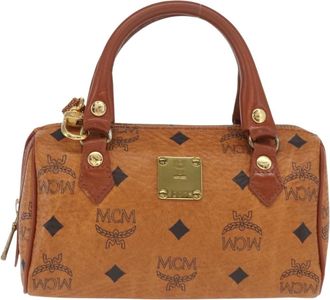MCM Visetos Handbag Canvas And Leather Brown Canvas Handbag (Pre-Owned)