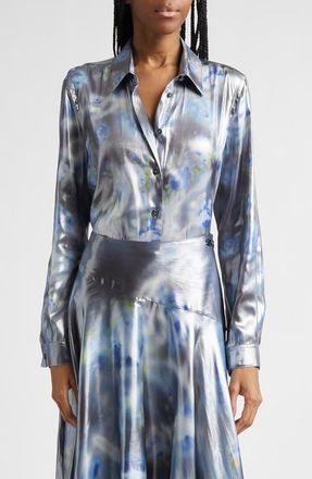 Diesel Ronor Floral Georgette Button-Up Shirt in Black at Nordstrom, Size 2 Us