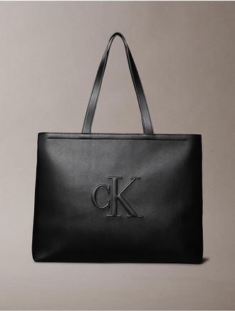 Calvin Klein Womens Sculpted Impression Slim Tote Bag - Black