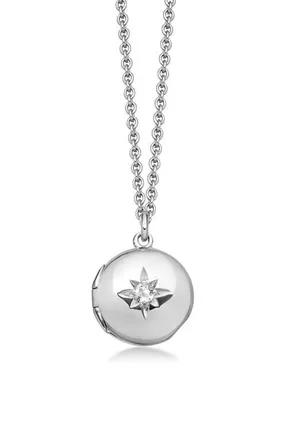 Astley Clarke Sapphire Biography Locket Necklace in Silver at Nordstrom, Size 18