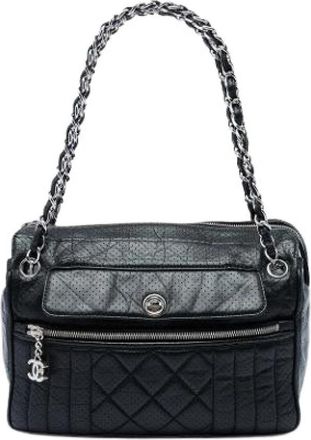Chanel Pre-owned Perforated Leather Shoulder Bag - Dames - Vintage Schoudertas - Zwart - ONE Size - Leer - Vintage