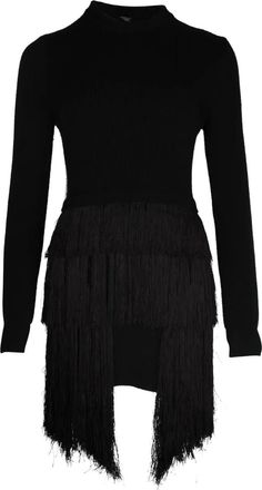 MUGLER fringed-hem mini dress - Black