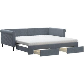 vidaXL Sof&aacute; Cama Nido Con Cajones Terciopelo Gris Oscuro 100x200 Cm Vidaxl