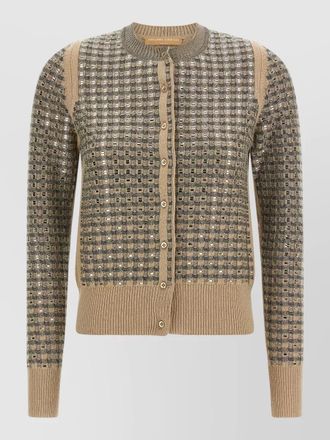 Ermanno Scervino cashmere-blend checked crystal-embellished cardigan