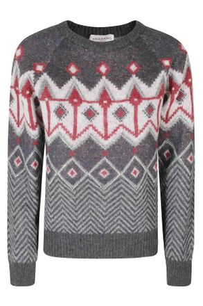Ermanno Scervino Geometric Knit Alpaca-Blend Crewneck Sweater