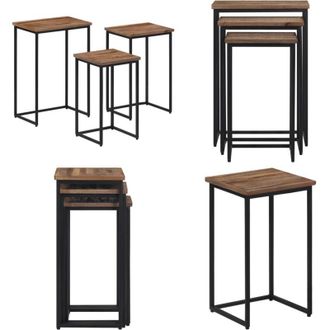 vidaXL Tavolini a Incastro 3 pz in Legno Massello di Teak - Tavoli impilabili - Tavoli in legno teak