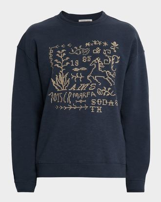 Scotch & Soda Mens Cross Stitch Artwork Relaxed-Fit Sweatshirt