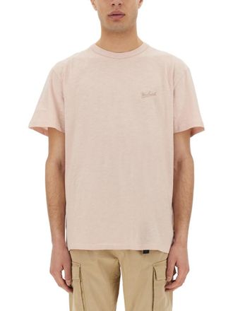 Woolrich Pink Logo Crew Neck T-Shirt