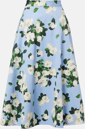 Carolina Herrera Gonna midi in faille di misto cotone con stampa floreale